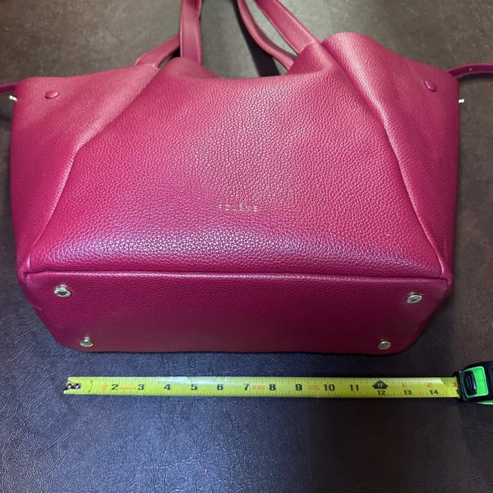 Designer-Inspired (Polene Paris Cabas).  Genuine Leather Red Tote Bag - Picture 5 of 10